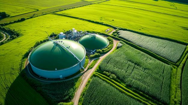 Luftaufnahme einer Biogasanlage 