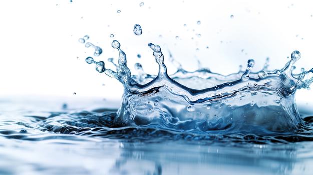 Wasser spritzt hoch.
